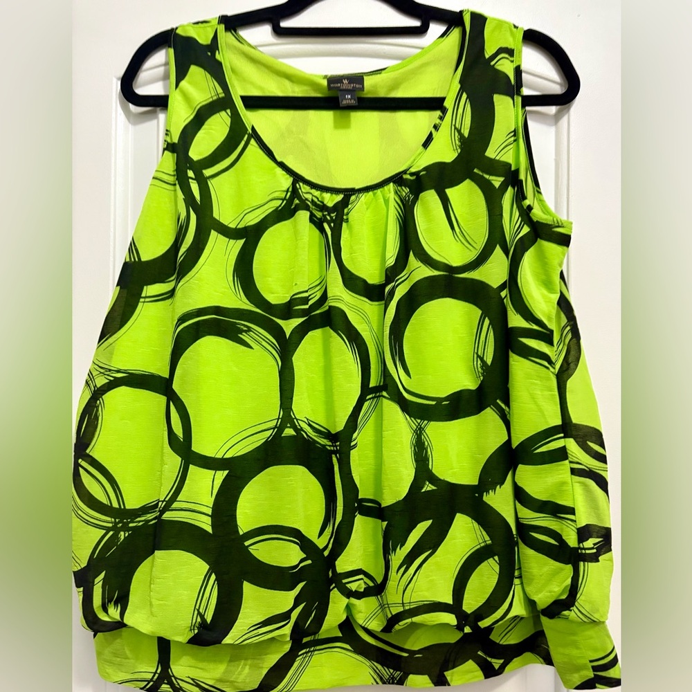 Lime Green Patterned Women's Top